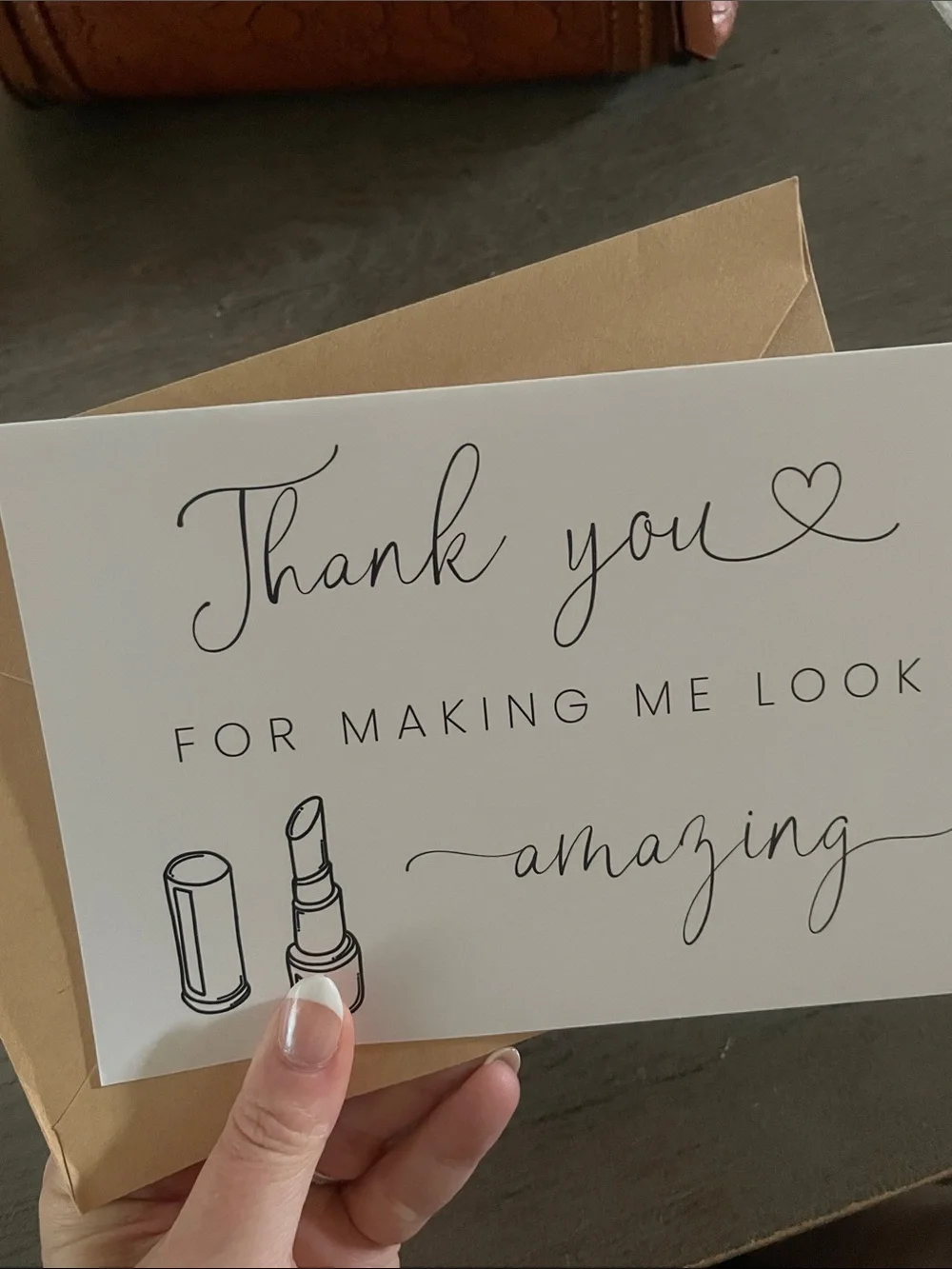 Wedding Makeup Artist Thank You Card With Brown Envelope